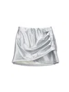 Monnalisa Short Coated Fabric Skirt In Silver