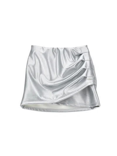 Monnalisa Kids'   Short Coated Fabric Skirt In Silver