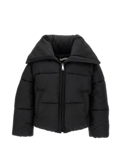 Monnalisa Kids'   Short Embossed Nylon Down Jacket In Black