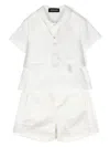 Monnalisa Short-sleeve Cotton Suit In White