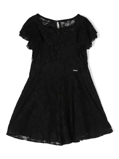 Monnalisa Kids' Short-sleeve Dress In Black