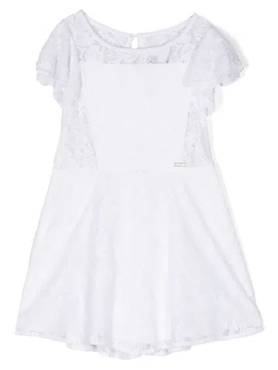 Monnalisa Kids' Short-sleeve Dress In White
