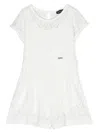 Monnalisa Short-sleeved Lace Jumpsuit In White