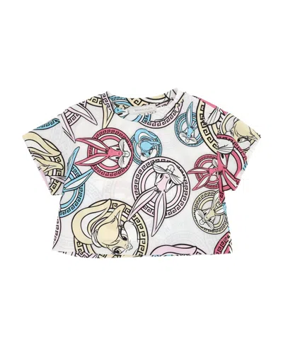 Monnalisa Short-sleeved Round Collar T-shirt In White