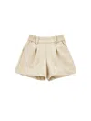 Monnalisa Coated Fabric Shorts In Ecru