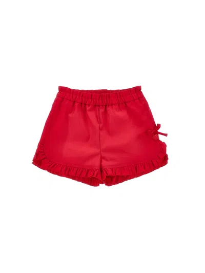 Monnalisa Babies' Ruffled-trim Bow-detail Shorts In Red