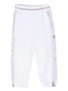 Monnalisa Side-stripe Cotton Blend Track Pants In White