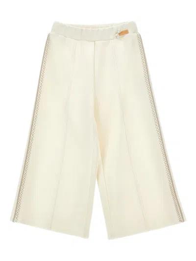 Monnalisa Kids' Side-stripe Trousers In Neutral