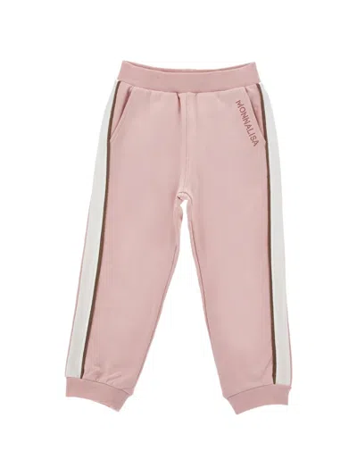 Monnalisa Kids' Side-stripe Crystal-embellished Track Pants In Pink