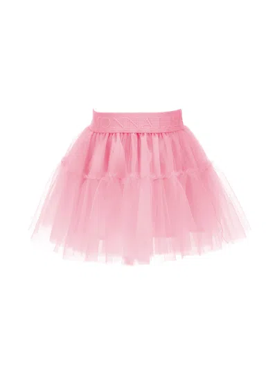 Monnalisa Kids'   Silk-touch Tulle Skirt In Bright Peach Pink
