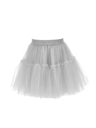 Monnalisa Kids'   Silk-touch Tulle Skirt In Grey