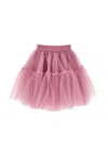 Monnalisa Logo-jacquard Tulle Tutu In Powder Pink