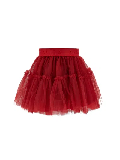 Monnalisa Kids'   Silk-touch Tulle Skirt In Ruby Red