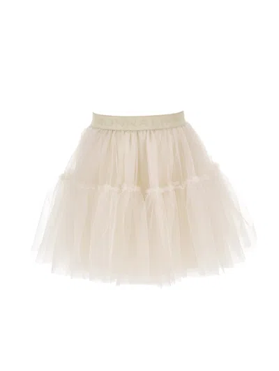 Monnalisa Kids'   Silk-touch Tulle Skirt In Sand