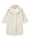Monnalisa Teddy Coat Buttons In White
