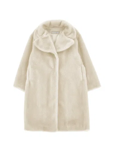 Monnalisa Kids' Single-breasted Faux-fur Coat In Brown