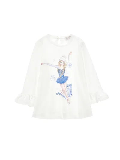 Monnalisa Kids'   T-shirt And Leggings Set In Cream