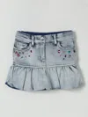 Monnalisa Girls Bleached Denim Stitch Skirt In Blue