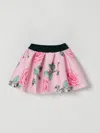 Monnalisa Pleated Floral Miniskirt In Pink