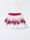 Monnalisa Printed Cotton Poplin Skirt In Red