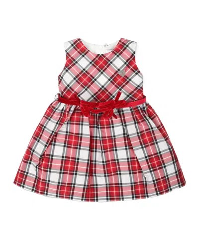 Monnalisa Sleeveless Checked Taffeta Dress In Multicolor