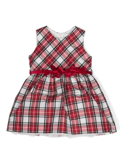 Monnalisa Babies' Sleeveless Checked Taffeta Dress In Red