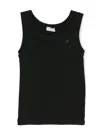 Monnalisa Sleeveless Ribbed-knit Top In Black