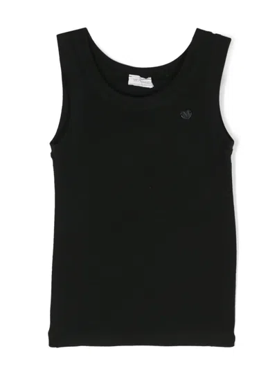Monnalisa Kids' Sleeveless Ribbed-knit Top In Black