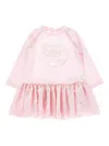 Monnalisa Slogan-embroidered Dress In Pink