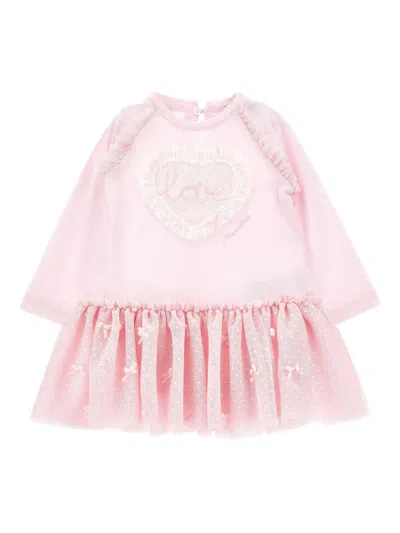 Monnalisa Babies' Slogan-embroidered Dress In Pink