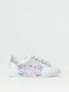 Monnalisa Girls White Leather Disney Trainers In Yellow Cream