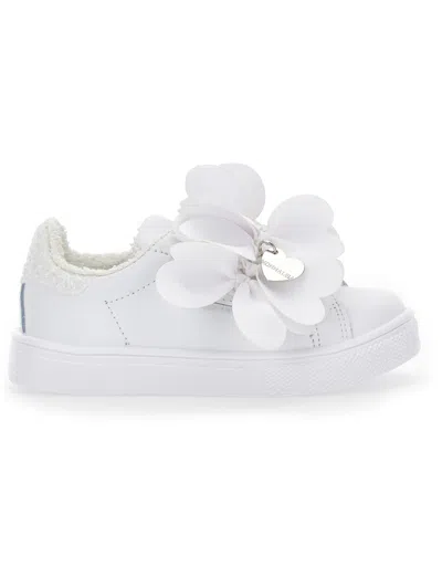 Monnalisa Trainers With Fabric Petals In White