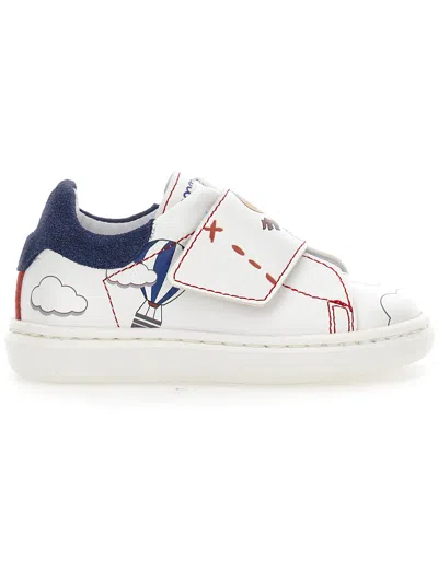 Monnalisa Kids'   Snoopy Print Boys' Sneakers In Cream + Navy Blue