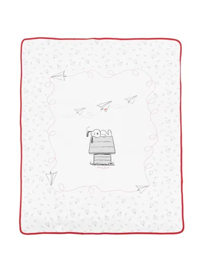Monnalisa Snoopy-print Cotton Blanket In Grey