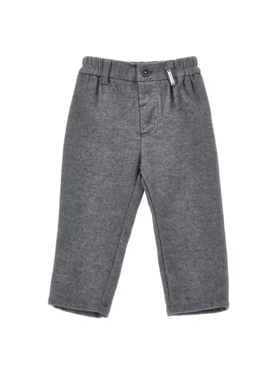 Monnalisa Kids'   Soft Flannel Trousers In Grey + Cream