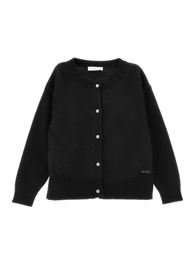Monnalisa Soft Knit Cardigan In Black