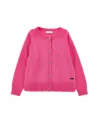 Monnalisa Soft Knit Cardigan In Bright Peach Pink