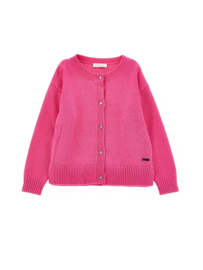 Monnalisa Kids'   Soft Knit Cardigan In Bright Peach Pink
