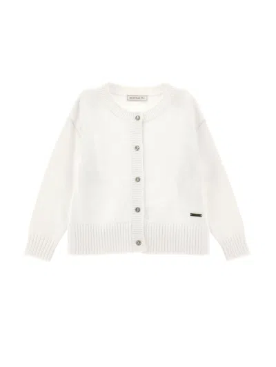 Monnalisa Kids'   Soft Knit Cardigan In Cream