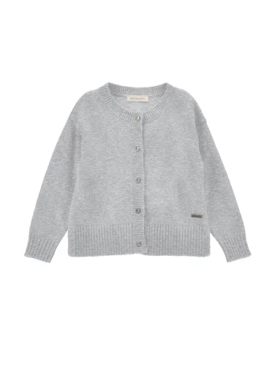 Monnalisa Kids'   Soft Knit Cardigan In Grey