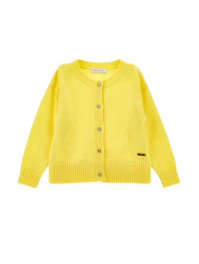 Monnalisa Kids'   Soft Knit Cardigan In Light Yellow