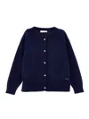 Monnalisa Soft Knit Cardigan In Navy Blue