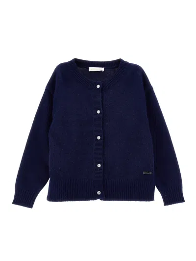 Monnalisa Kids'   Soft Knit Cardigan In Navy Blue