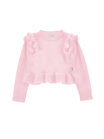 Monnalisa Kids'   Soft Knitted Sweater In Rosa Fairy Tale