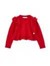 Monnalisa Soft Knitted Sweater In Ruby Red