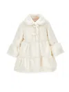 Monnalisa Soft Plush Coat In Cream