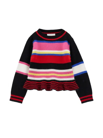 Monnalisa Kids'   Soft Striped Sweater In Multicolor