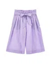 Monnalisa Solid Colour Cropped Trousers In Wisteria