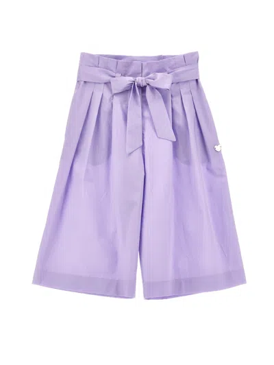Monnalisa Kids'   Solid Colour Cropped Trousers In Wisteria