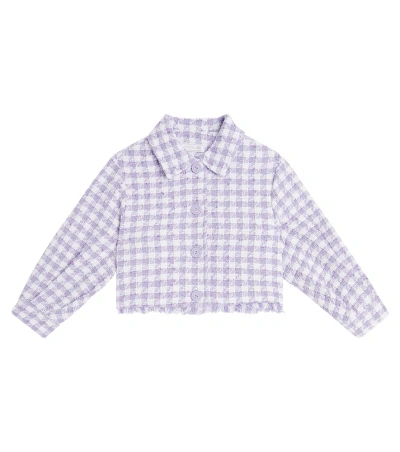 Monnalisa Kids' Spencer Houndstooth Jacket In Purple